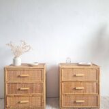 Pair of rattan bedside tables circa the 1970s.