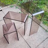 3 side tables, occasional table in smoked plexiglass, 1960s-70s.