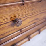 19th Century French Pine Faux Bamboo Mirrored Cabinet