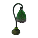 Lampe à poser, pied en fonte et abat jour en perles années 60