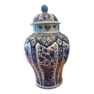 Royal Sphinx Delft blue porcelain vase with Boch lid