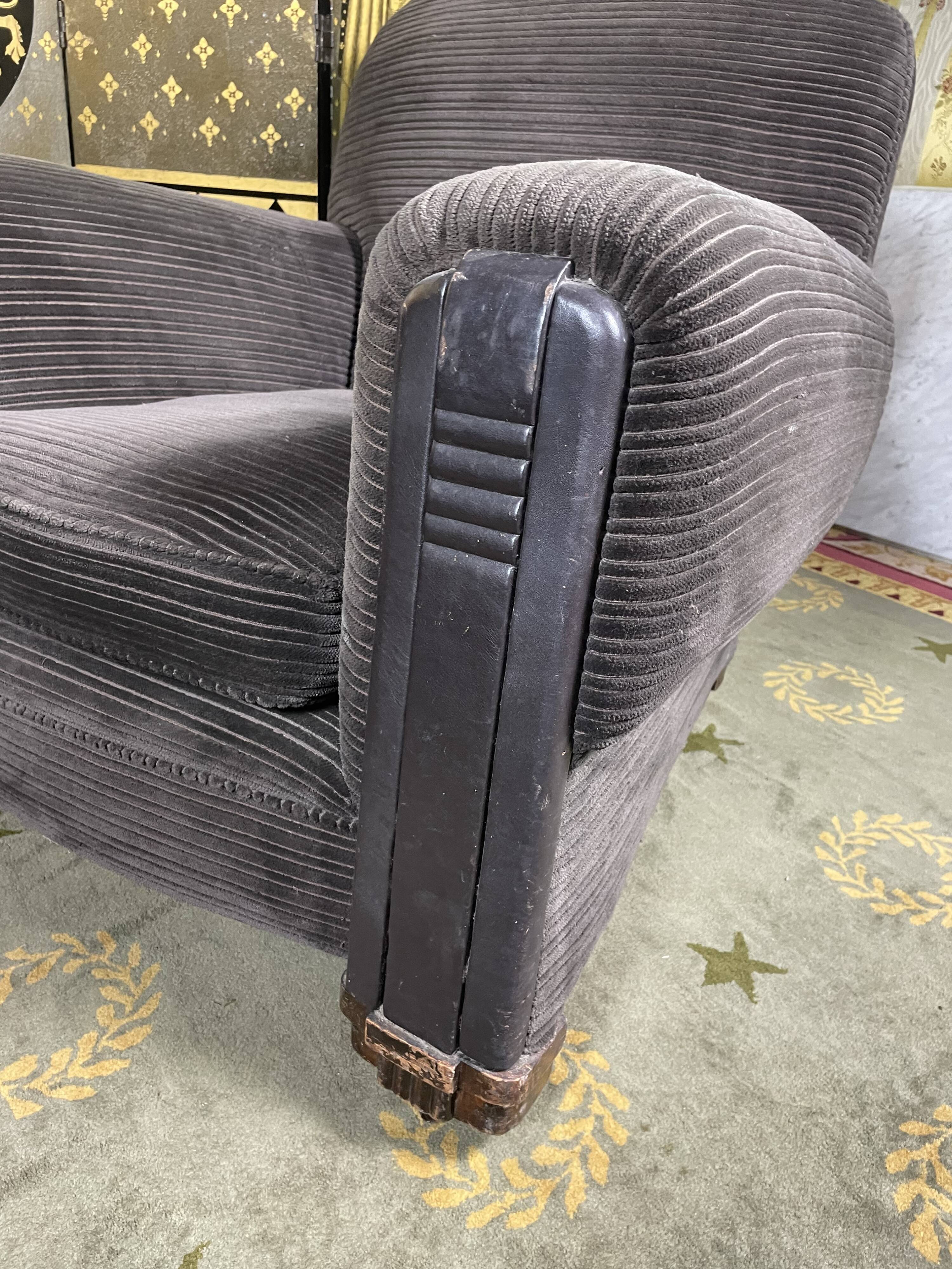 Pair of art deco period club armchairs
