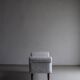 White faux shearling ottoman | 1960s