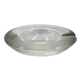 Cendrier vintage en verre texturé effet lin, large bord