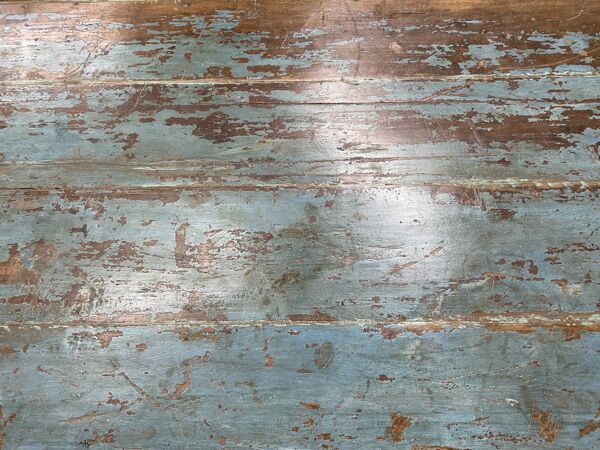 Bureau colonial en teck laqué bleu