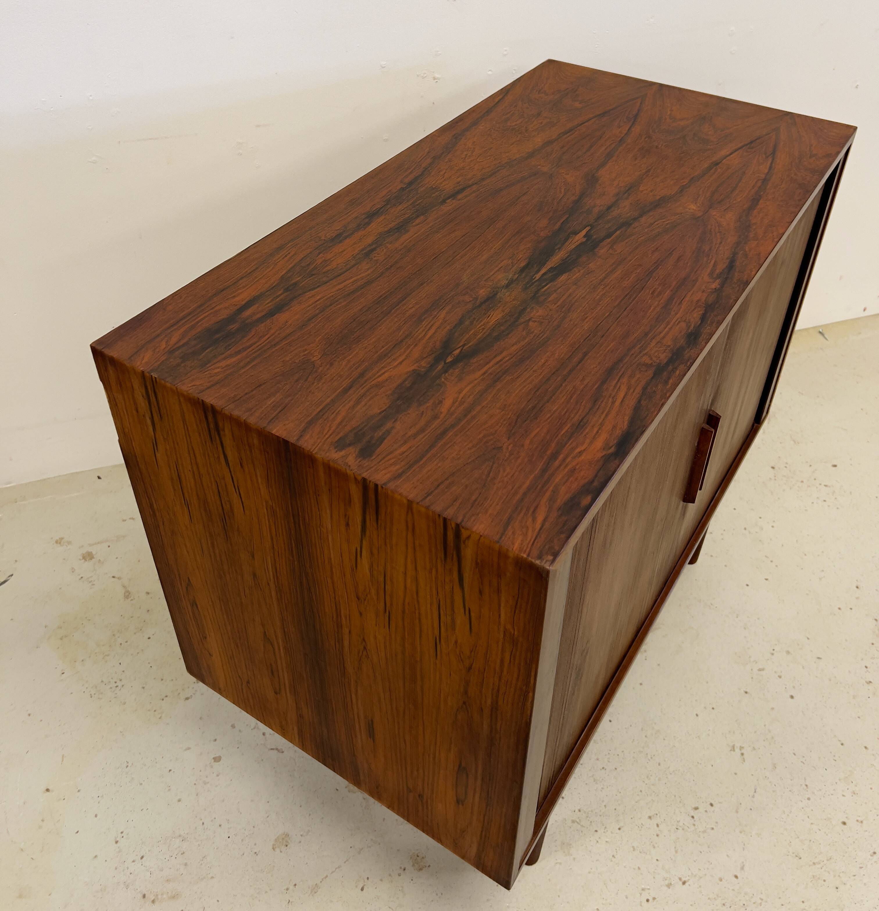 Rosewood Tambour Door Cabinet By Kai Kristiansen For Feldballes