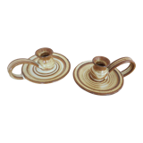 Pair of stoneware candlesticks