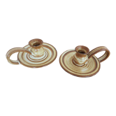 Paire de bougeoirs en grès