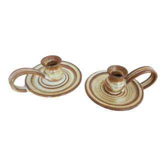 Pair of stoneware candlesticks