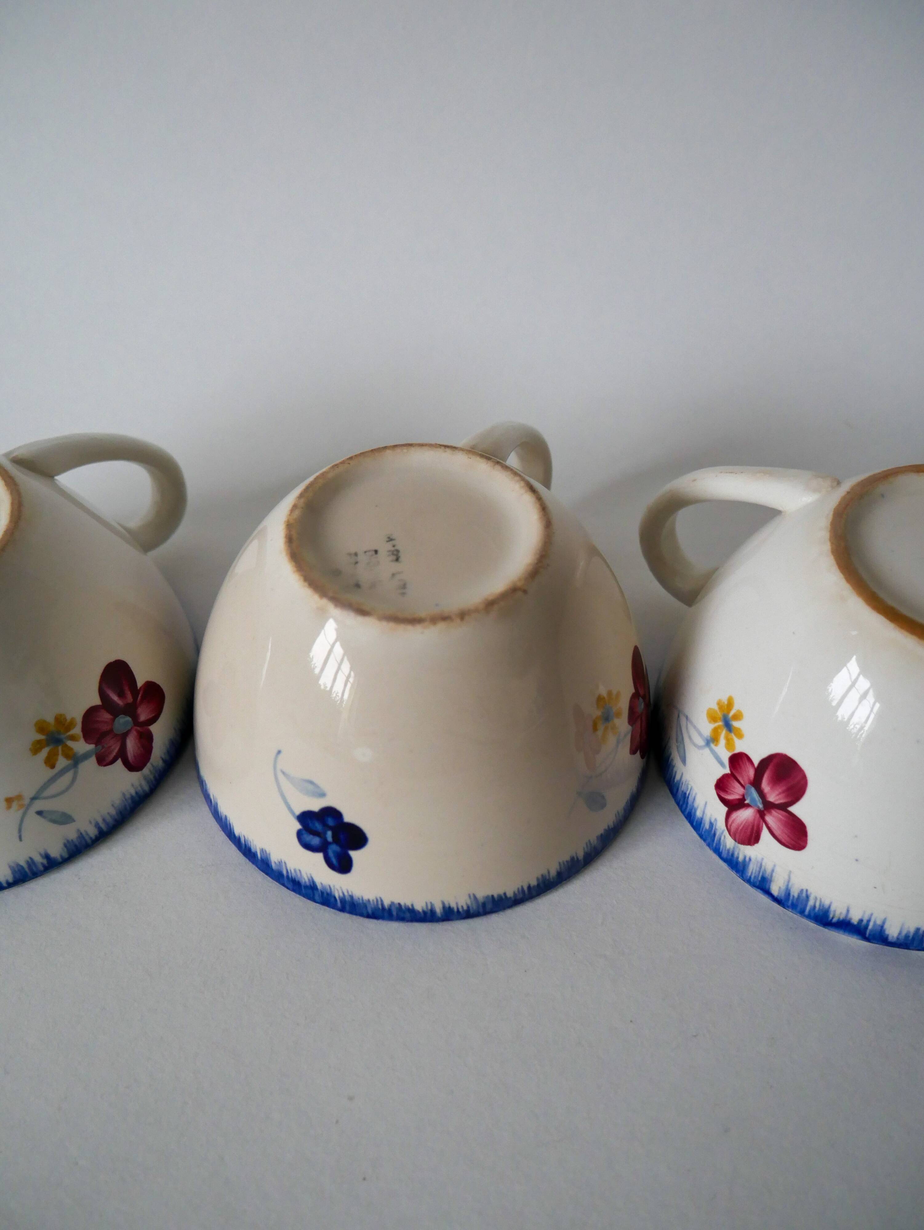 Trio of large cups digoin sarreguemines model mary-lou 194 0