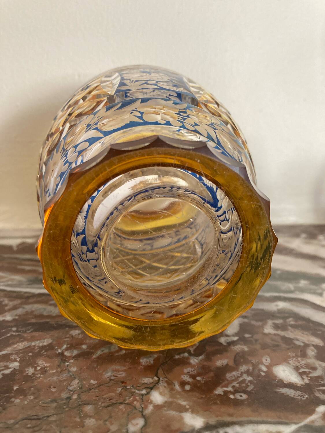 Art Deco polychrome crystal vase