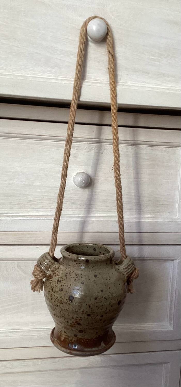 Pot vase with handles pyrite stoneware Truchon Corsica