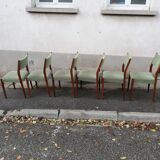 Set of 6 Scandinavian chairs green fabric