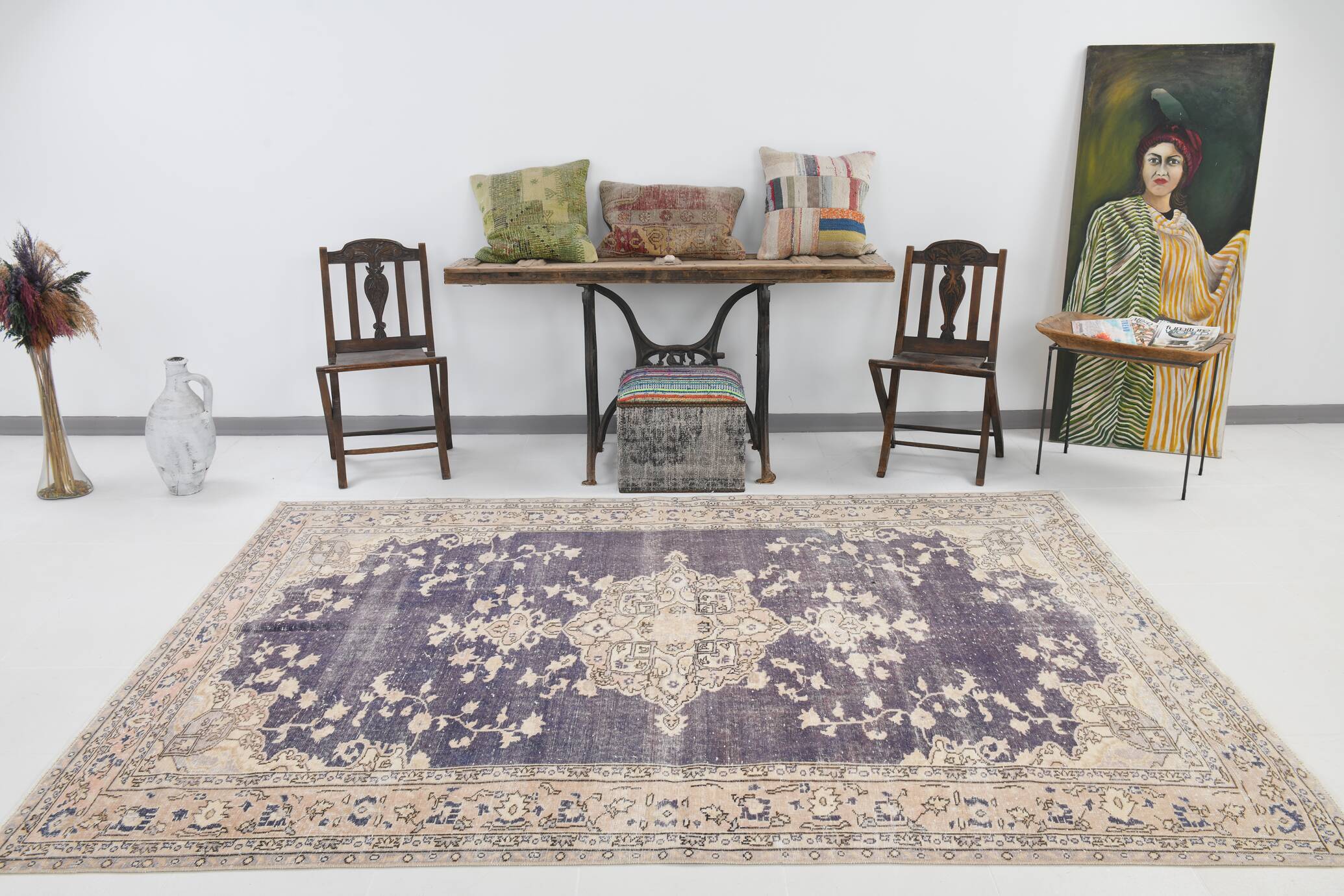 7x9 Navy Blue & Beige Classic Persian Rug, 202x282Cm SK 20114