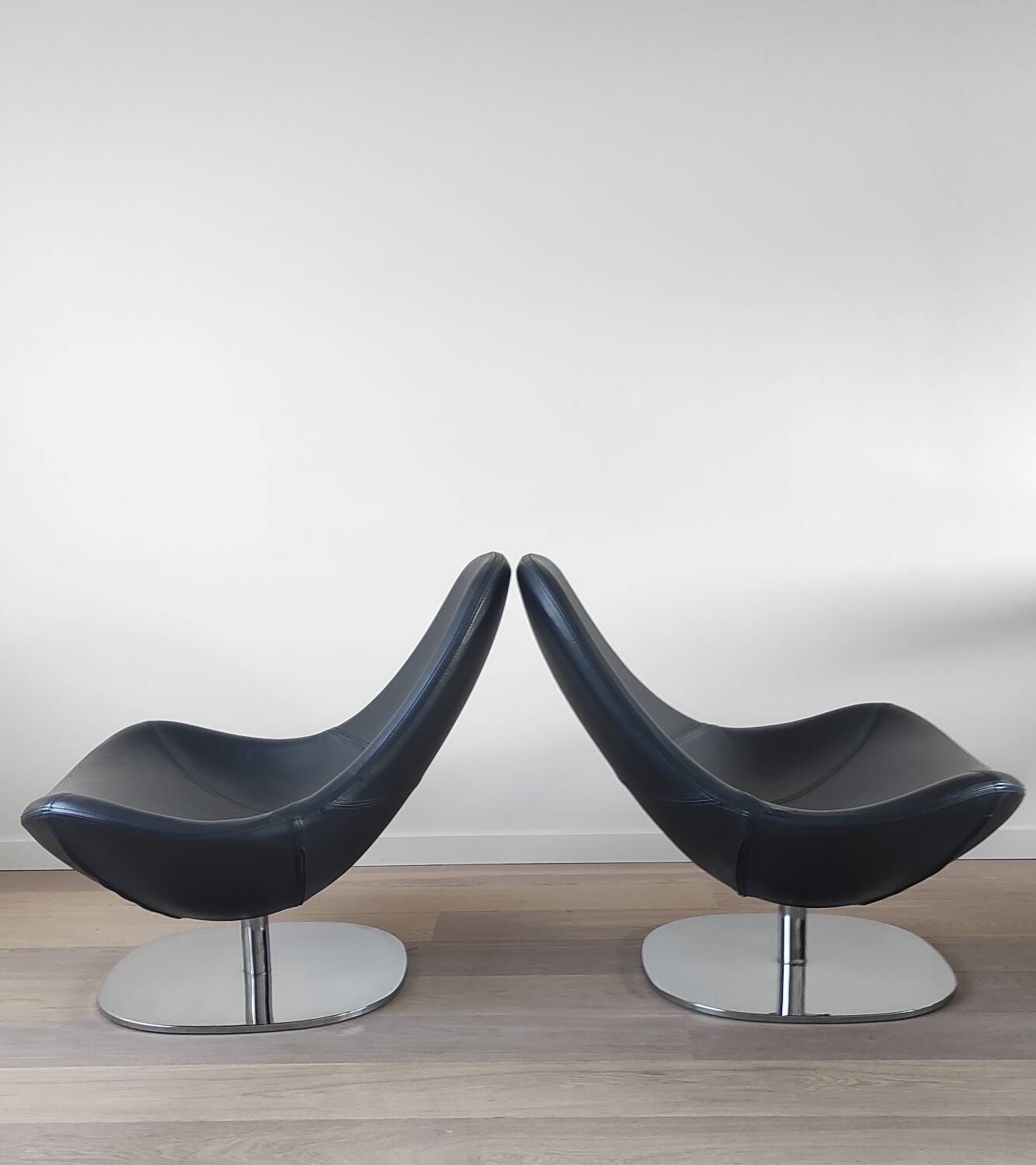 Pair of Tirup Ikea leather armchairs