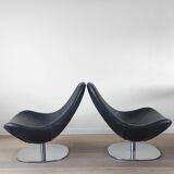 Pair of Tirup Ikea leather armchairs