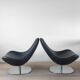 Pair of Tirup Ikea leather armchairs