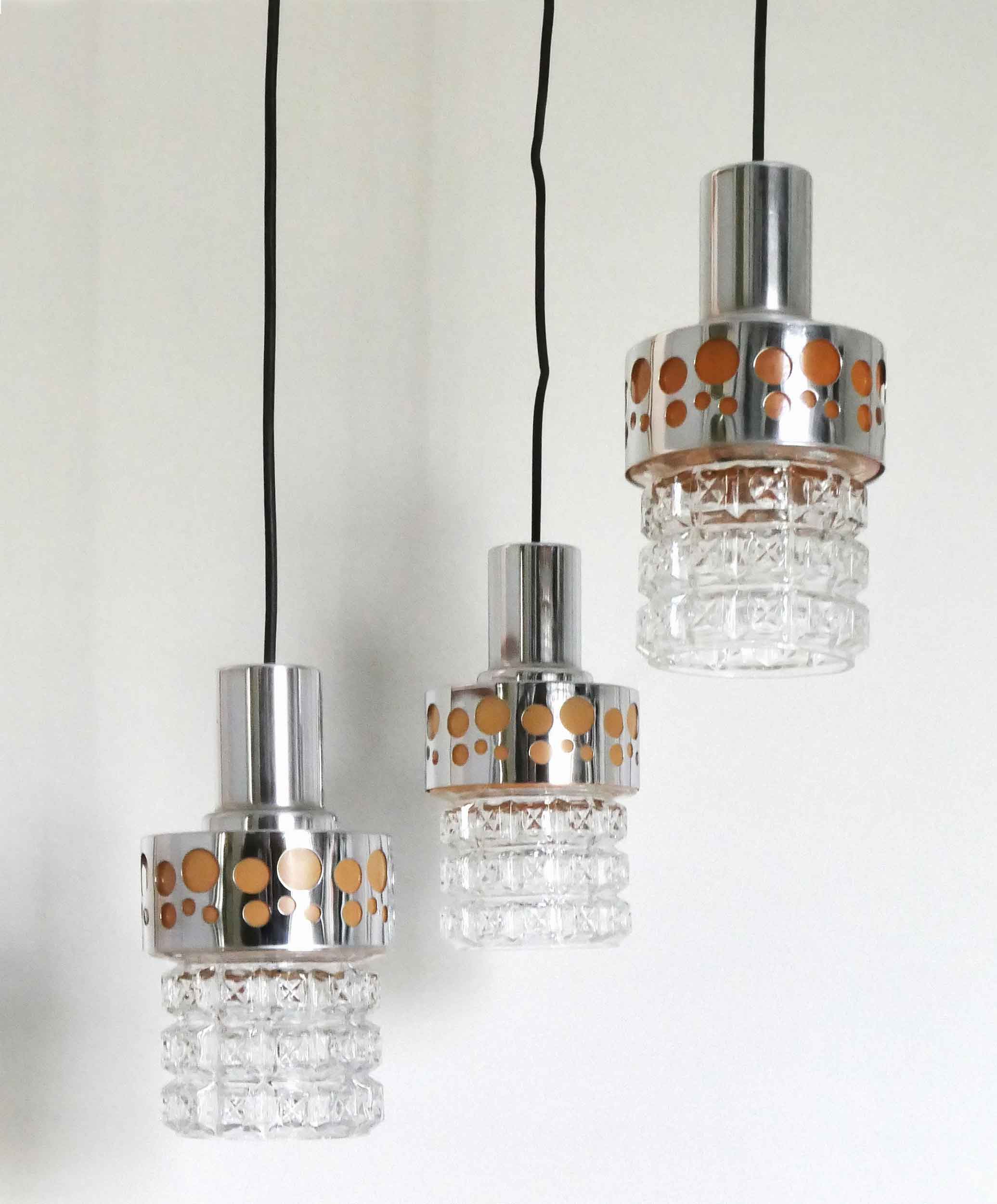 1970s hanging Raak 3 lights