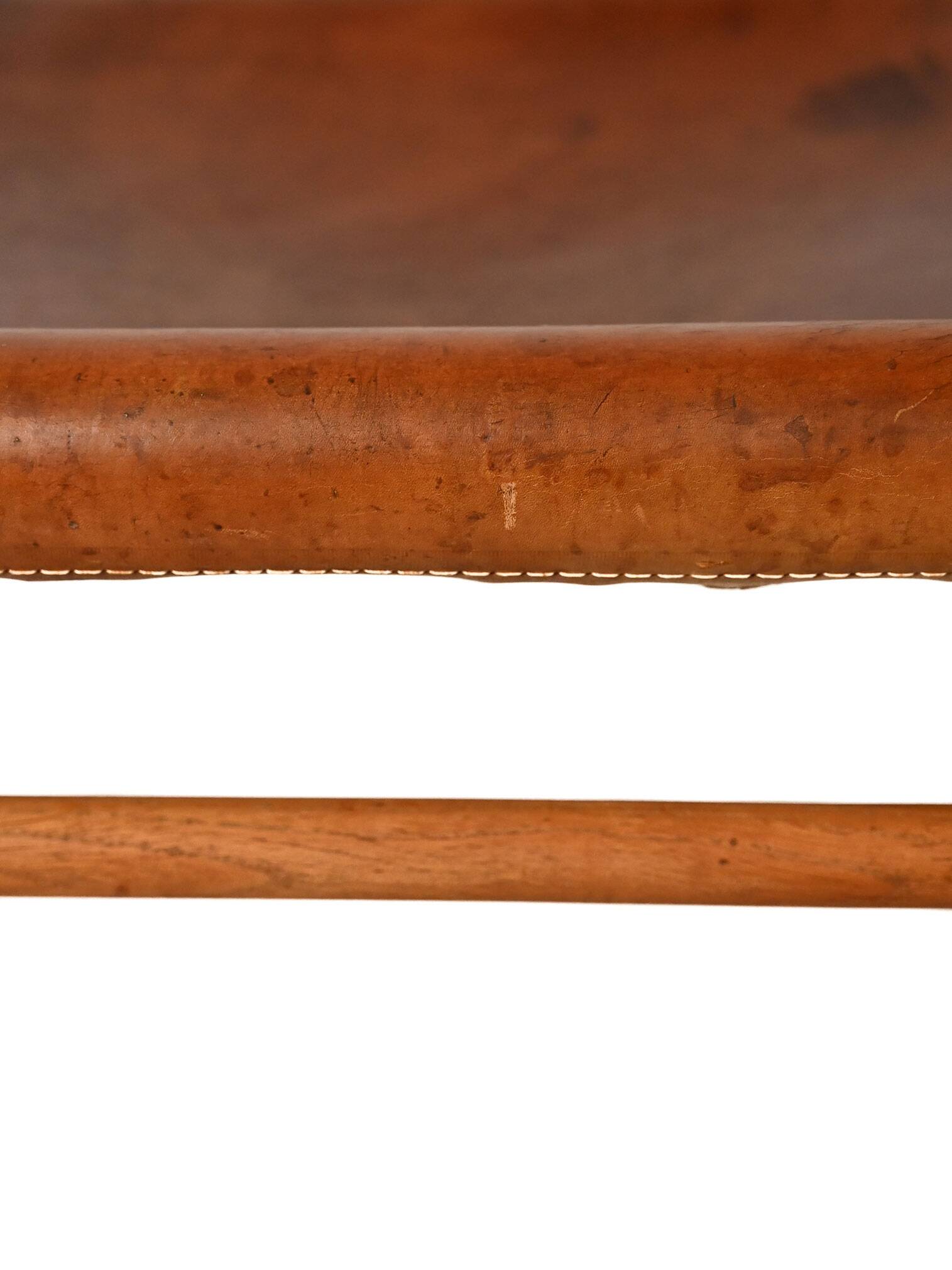 “Safari” Footstool in Oak and Leather