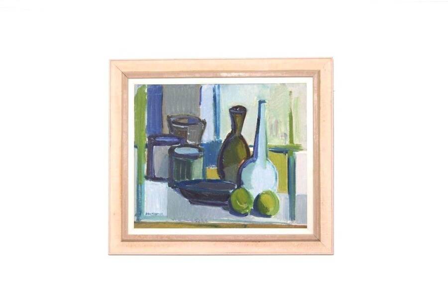 Original mid-century Swedish oil on canvas – “Still Life” by Arthur Nilsson – vintage & framed – 62 × 71 cm