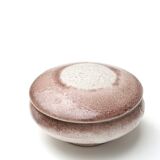 Set of 3 vases and box in mauve pink tones ceramic, 1970s