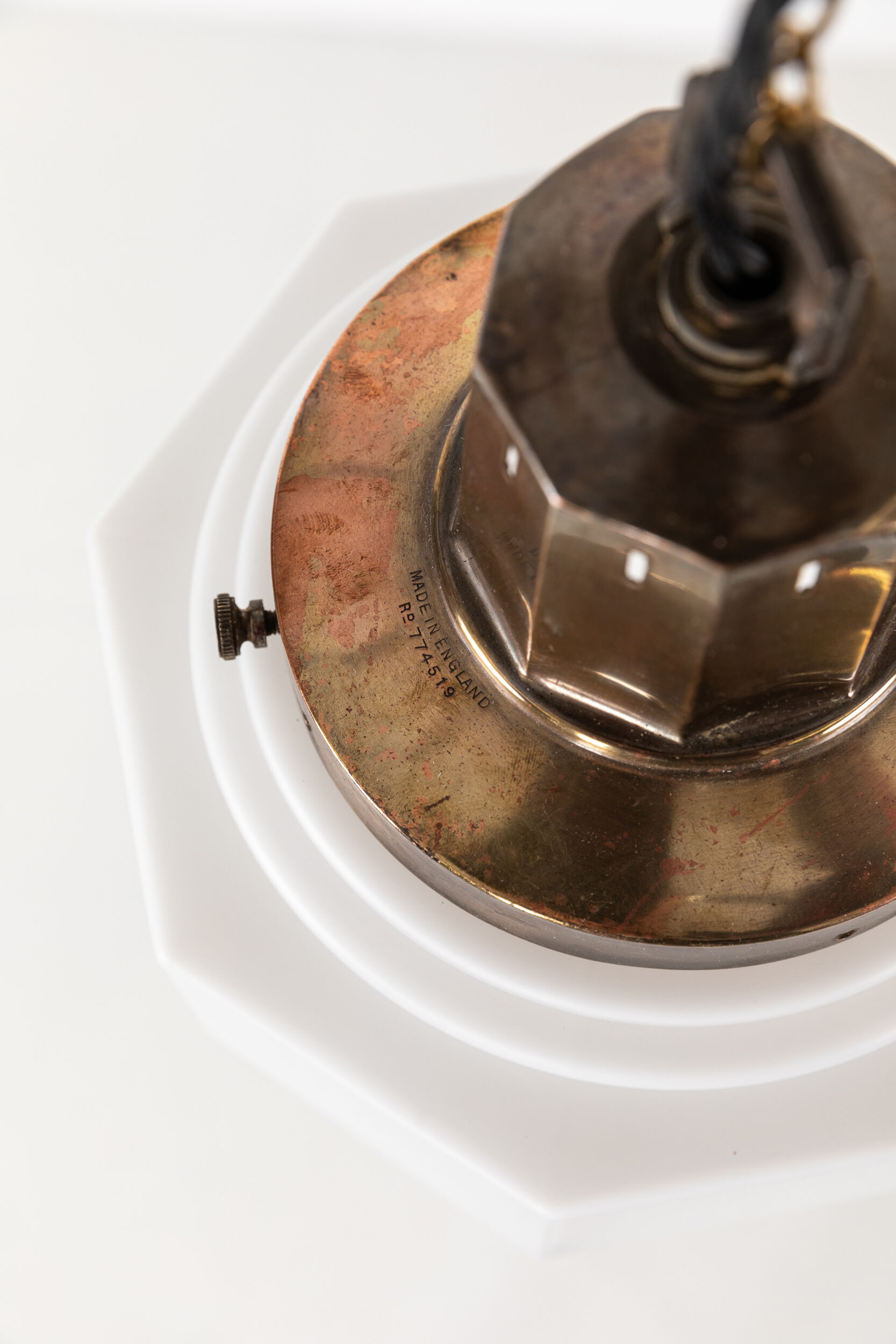 Octagonal art deco skyscraper opaline lamp