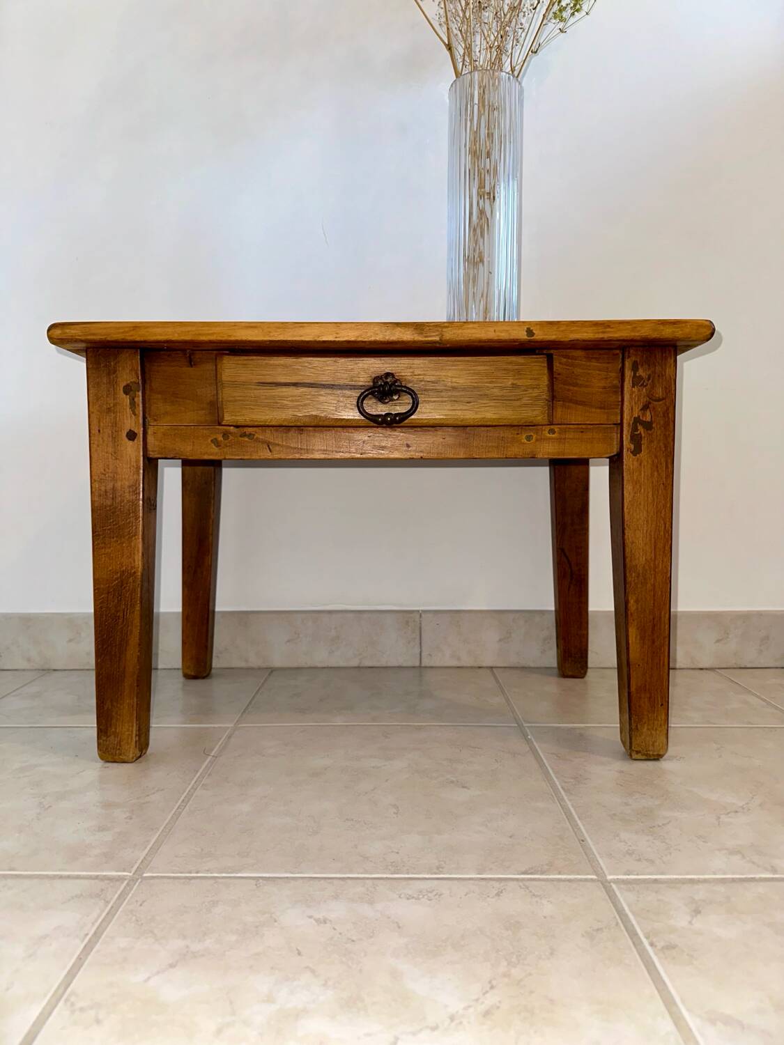 Old wooden bedside table