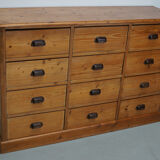 German Pine Apothecary Cabinet or Bank of Drawers, ca 1930s