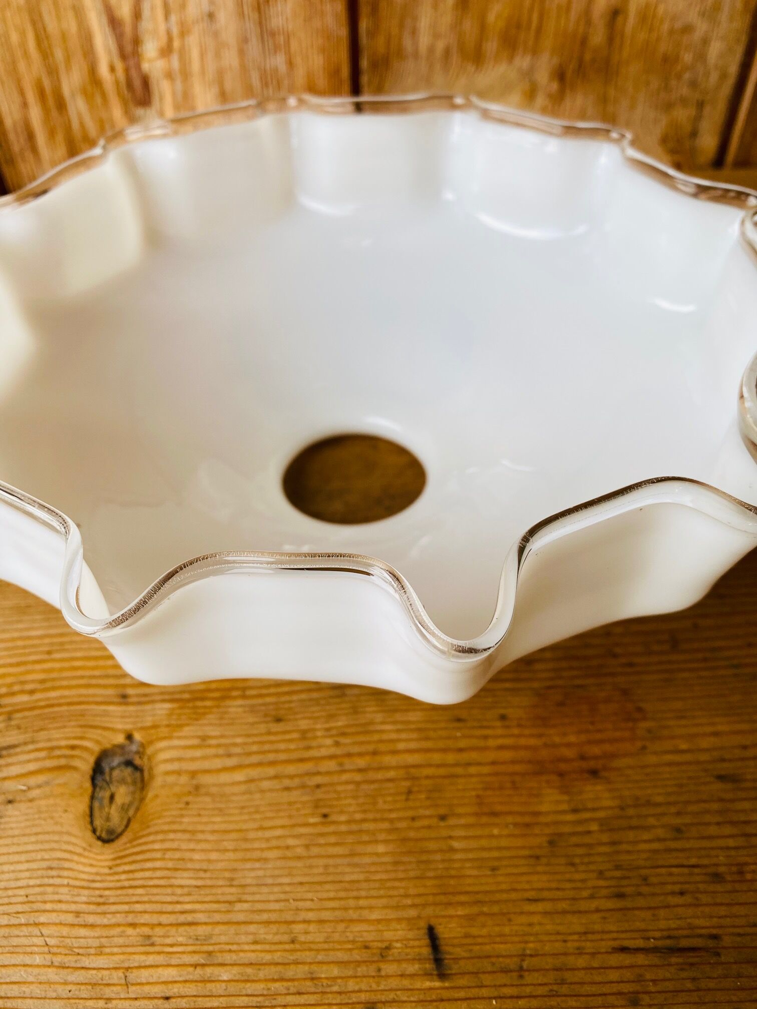 Duo of 2 suspensions in vintage white opaline.