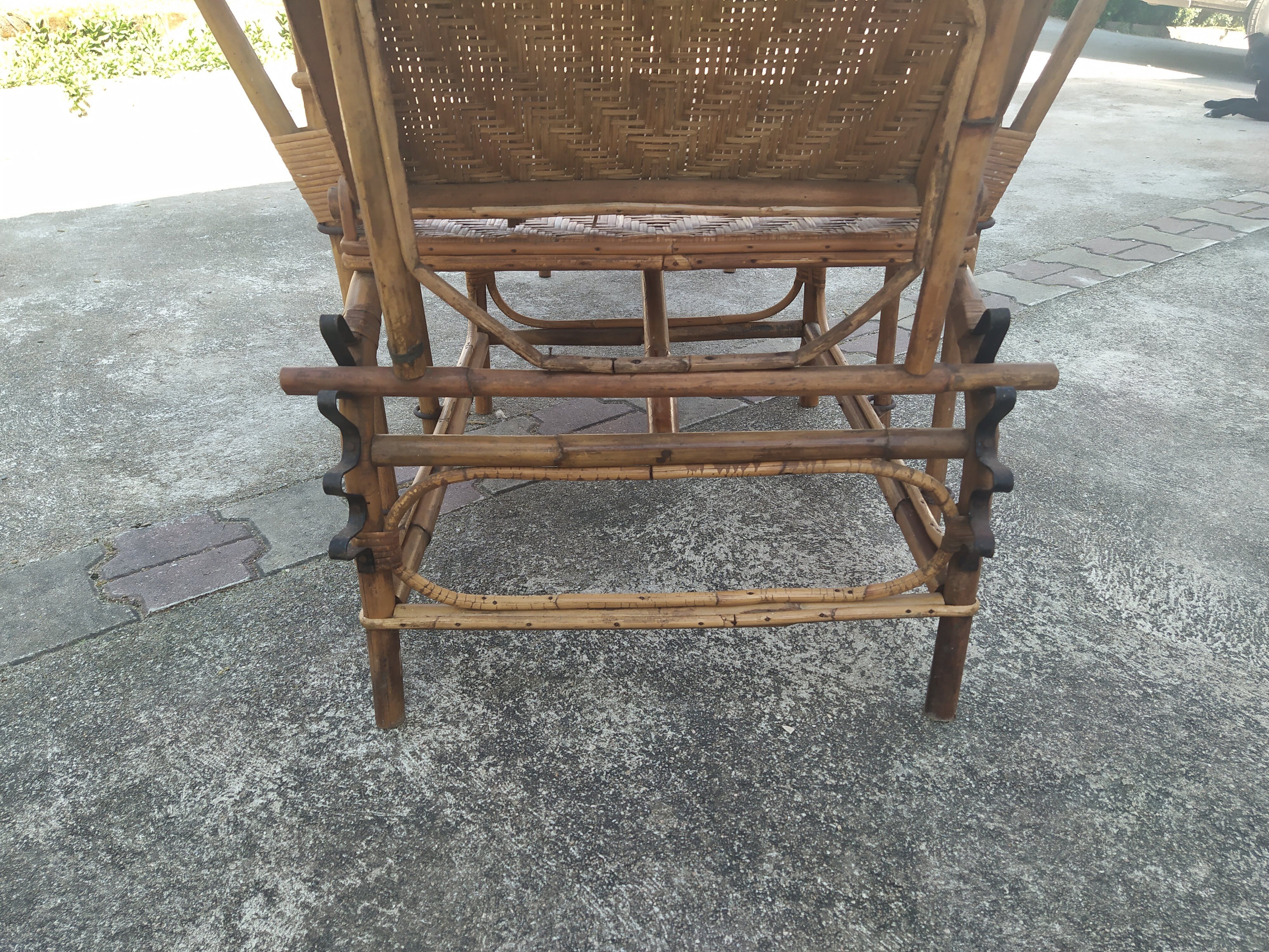Former rattan and bamboo lounge chair in 1920