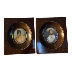 Paire de miniatures anciennes