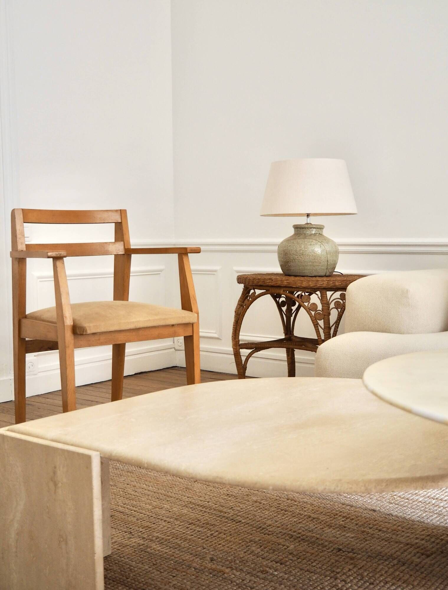 Mid-century armchair in blonde beech