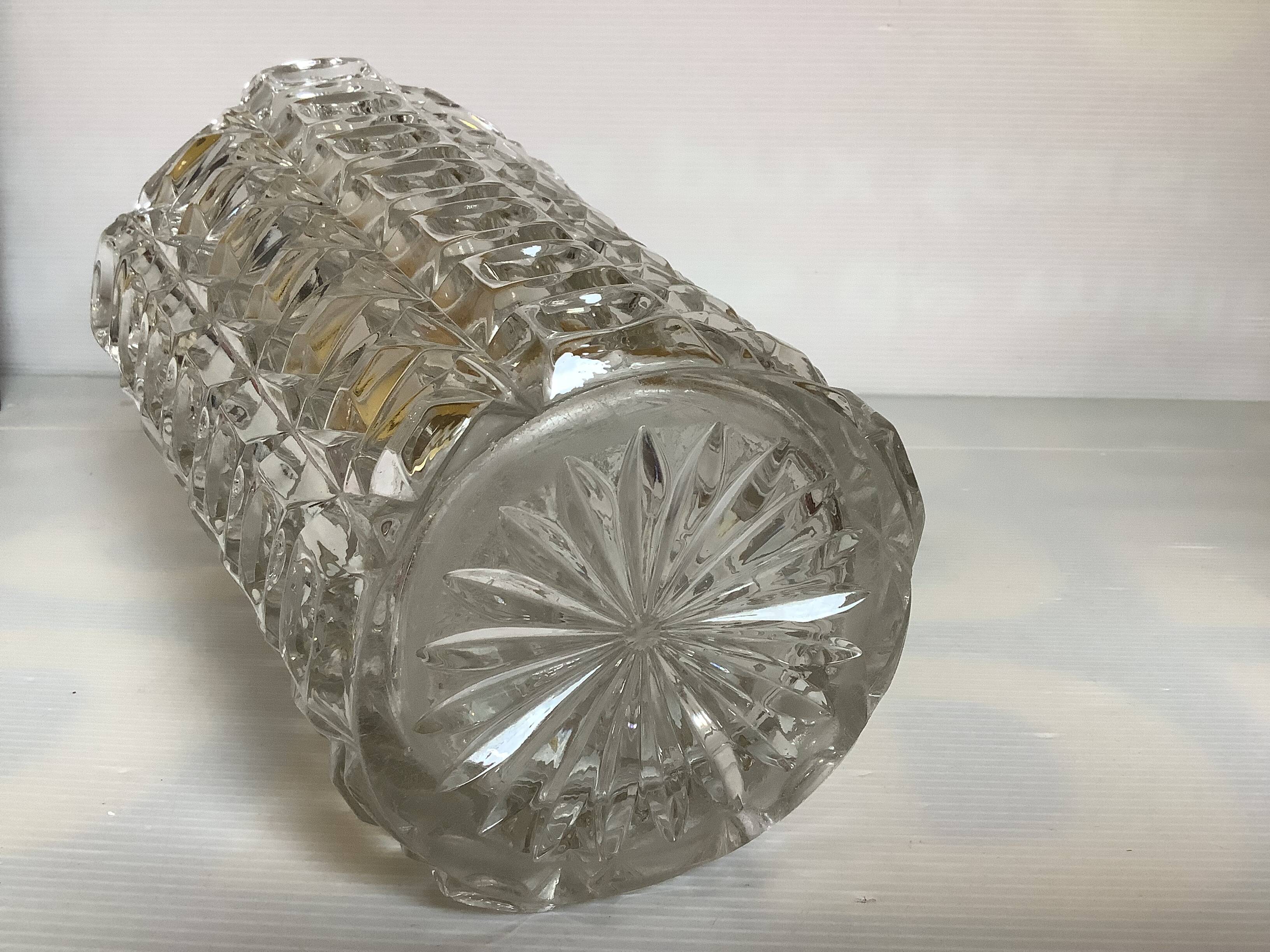 Czechoslovakia Union Crystal Vase, Lens model, 1950s