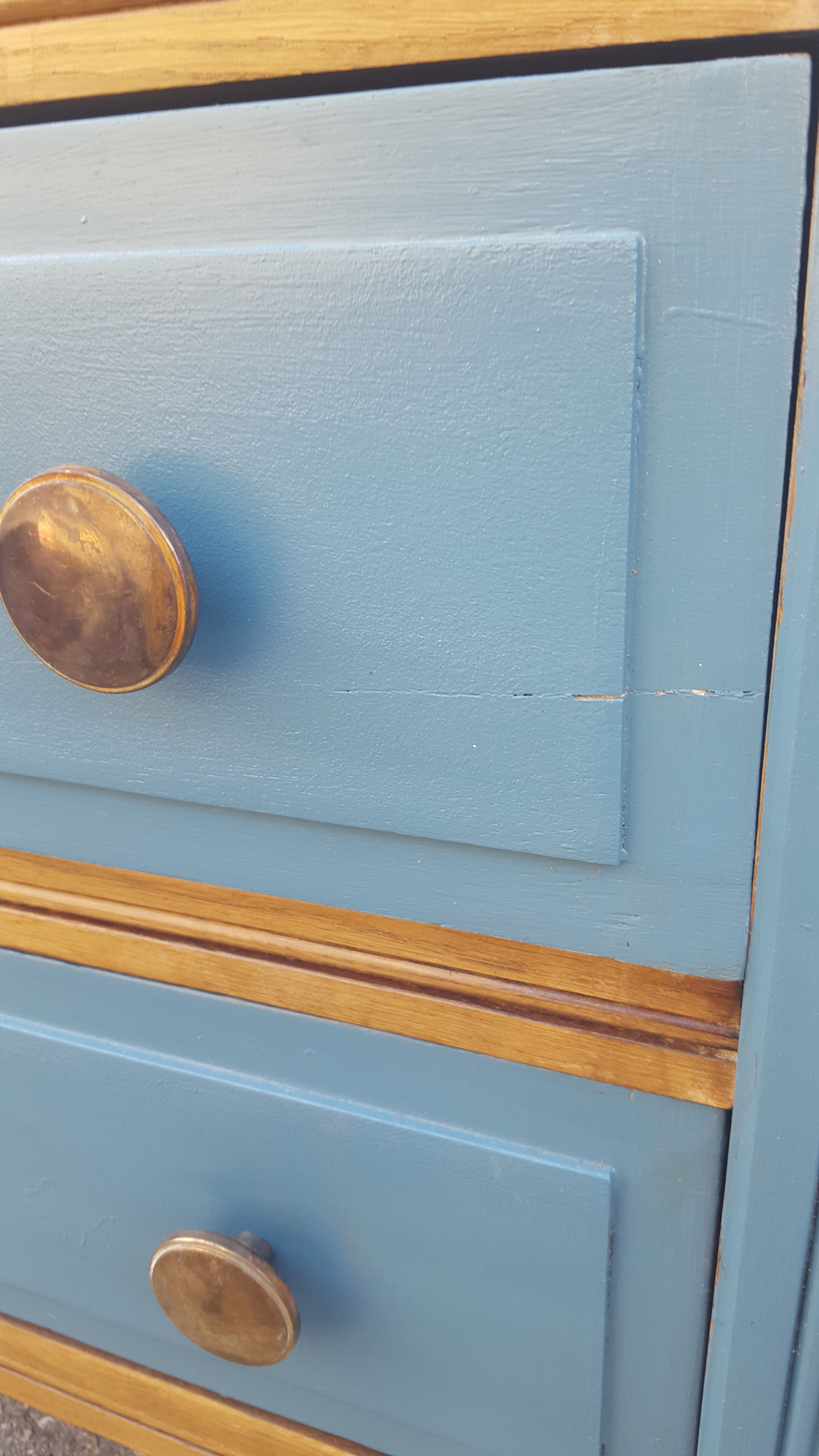 Vintage blue and wood dresser