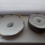 Dessert service porcelain Limoges Union Art Deco 9 people