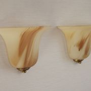 Vintage Pair Marinha Grande Swirl Art Glass Wall Sconces Made in Portugal