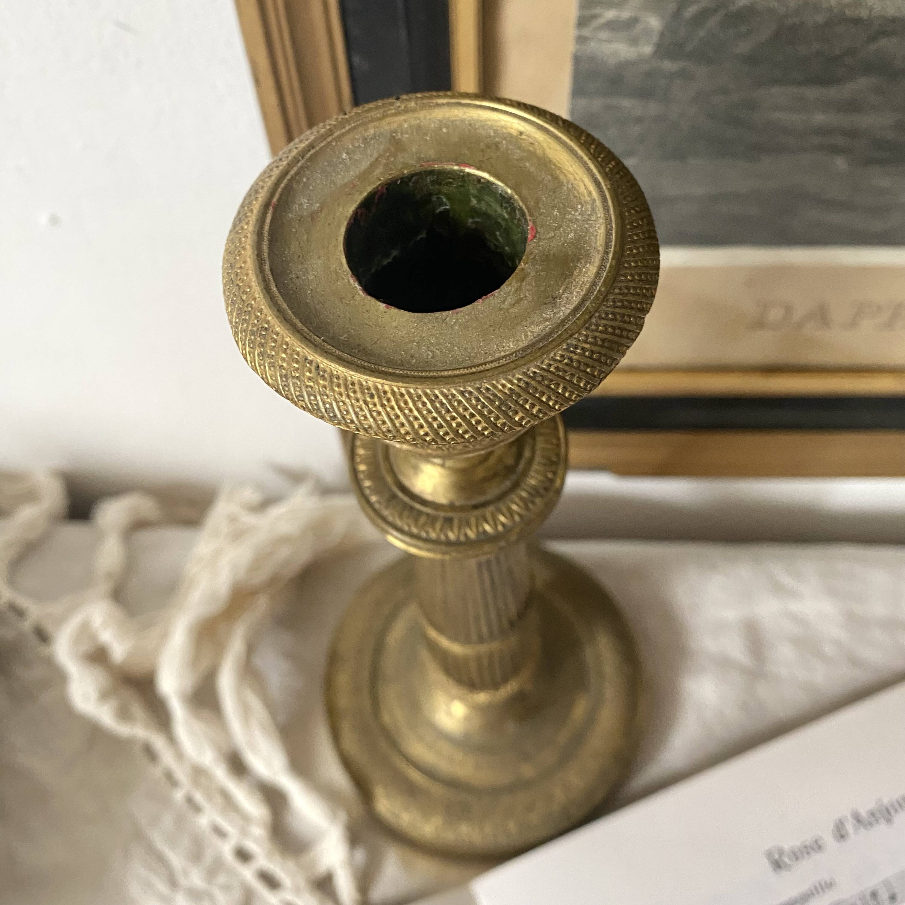 Antique brass candle holder 28 cm