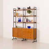 Wall unit, Scandinavian bookshelf in oak, 1970s.