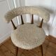 Set of 1 armchair and 1 vintage Scandinavian stool with white fur, 1960