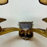 Jules Leleu Pair Of Bronze Sconces With Stamped Double Patina
