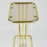 Table d'appoint en métal doré et verre, années 1980