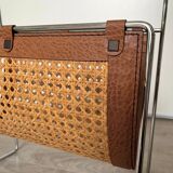 Porte-revues design cuir chrome cannage