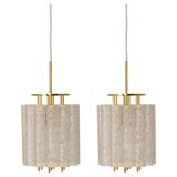 Pair of Murano glass tube pendants by Doria, Germany, 1960s.