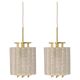 Pair of Murano glass tube pendants by Doria, Germany, 1960s.