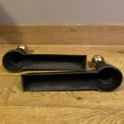 Pair of Napoleon III andirons from the 19th century in cast iron and brass
