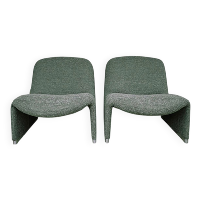 Paire de fauteuils Alky Giancarlo Piretti, Castelli 1970s, bouclé Minotti