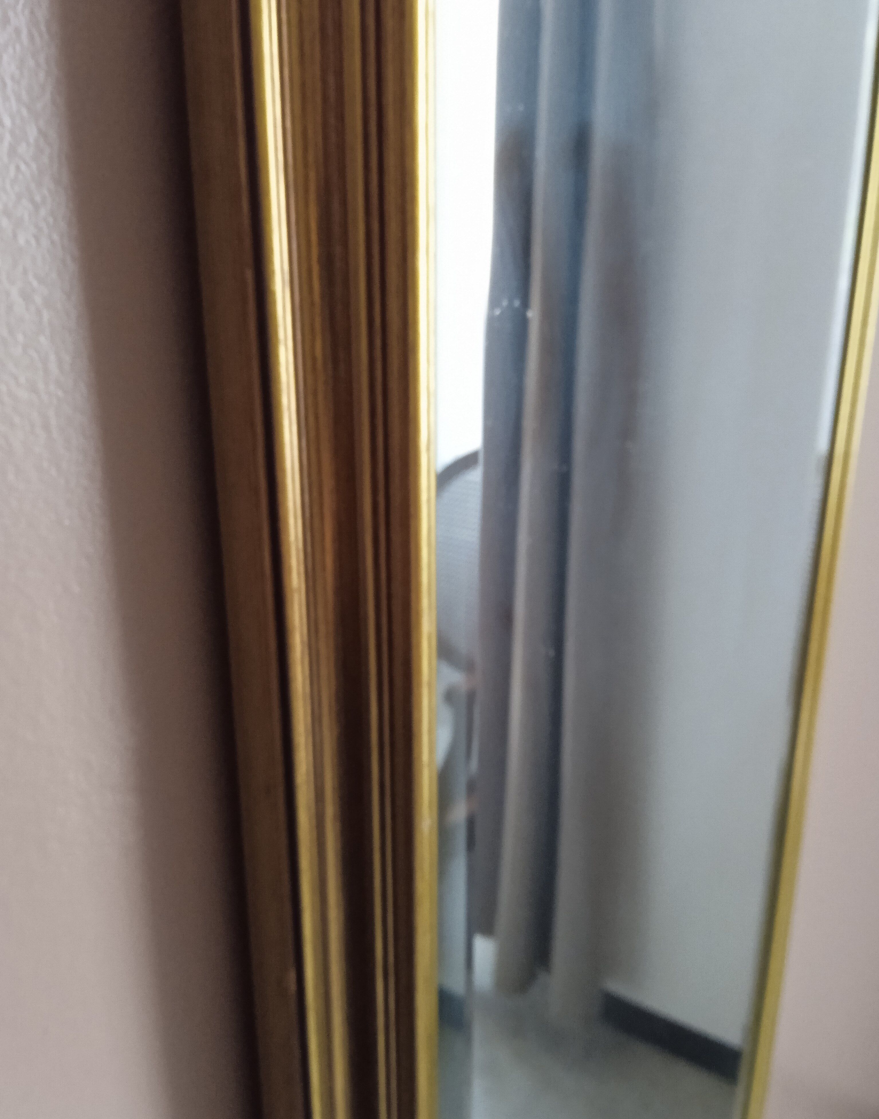 Miroir biseauté octogonal - encadrement doré 30x 140cm