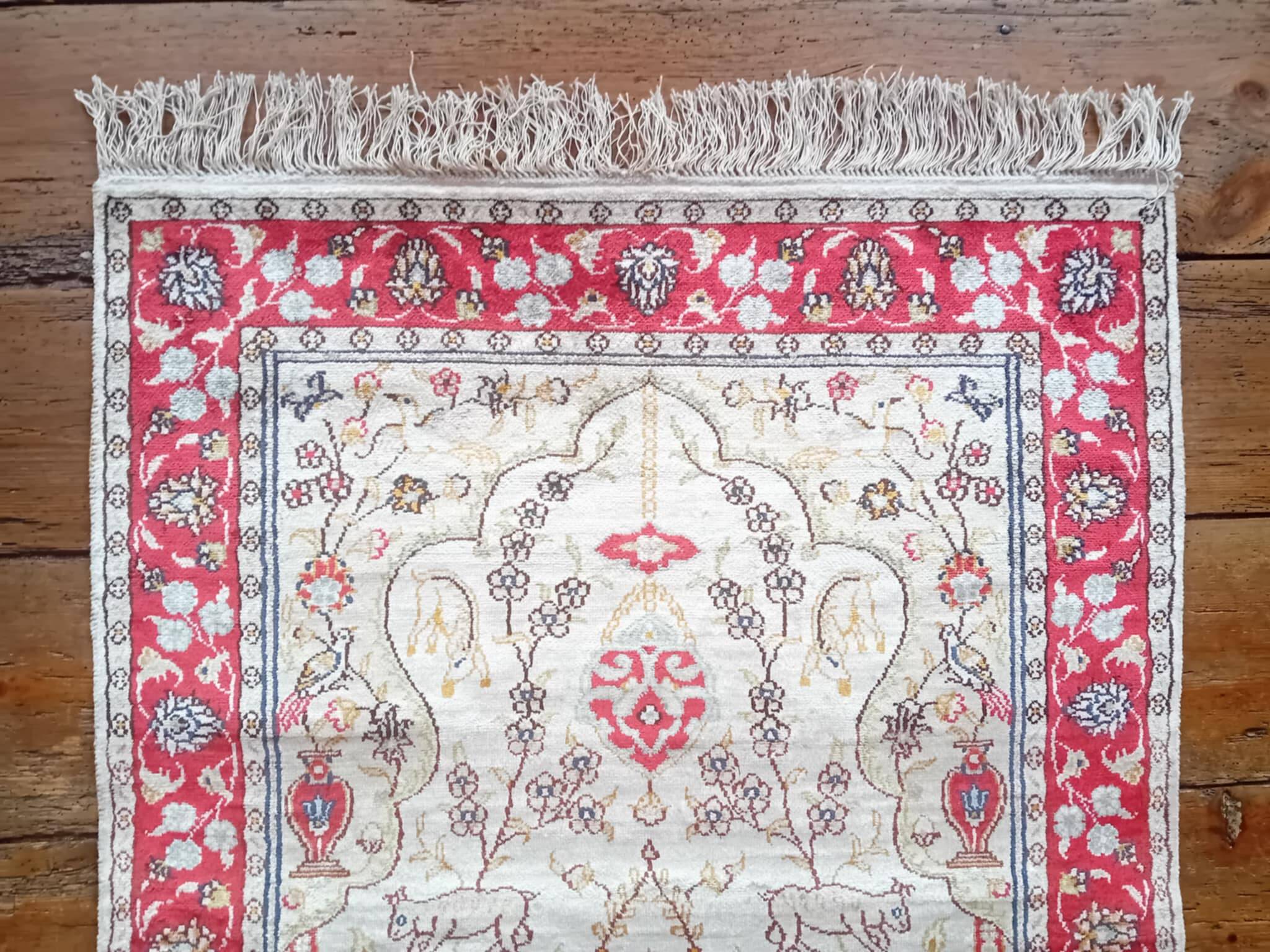 Handmade silk cashmere rug 125x76cm