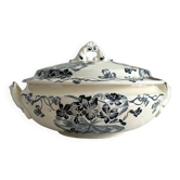 Small old vegetable soup tureen in iron earth "Les Violettes" Salins