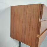 Scandinavian vintage teak and metal long sideboard, 60s